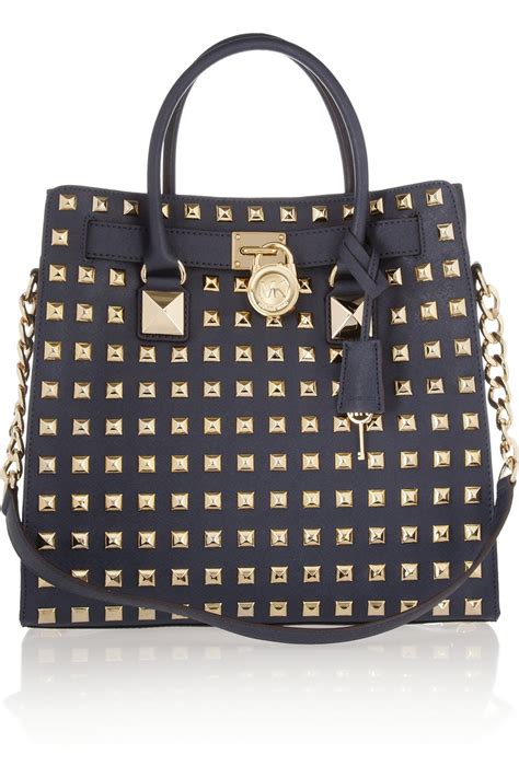 michael kors hamilton tote navy|Michael Kors Hamilton studded tote.